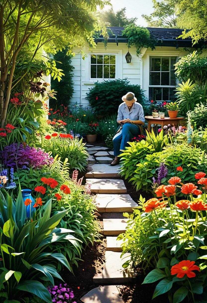 A lush, vibrant garden showcasing a variety of seasonal plants in full bloom, with expert gardeners discussing planting techniques and advice. Sunlight filters through the leaves, creating a warm and inviting atmosphere. Include tools like trowels and seed packets, along with a seasonal calendar in the backdrop. Emphasize the diversity of plants and the joy of gardening. super-realistic. vibrant colors. natural light.
